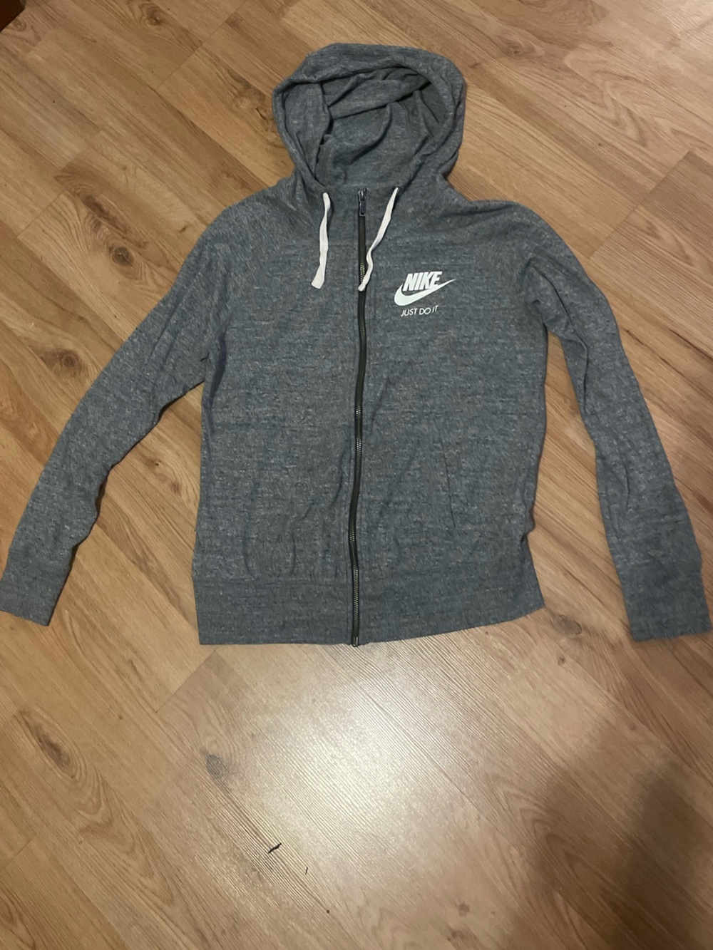 Nike Men's Dark Gray Full-Zip Hoodie jacket with White Logo size medium